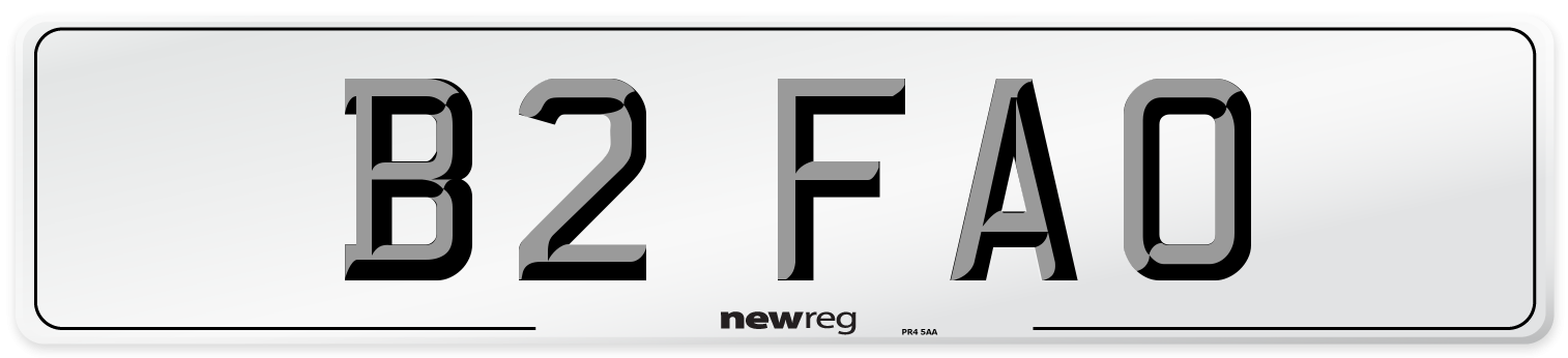 B2 FAO Number Plate from New Reg